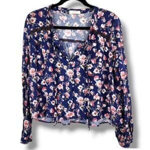 Freebird Navy Floral Blouse